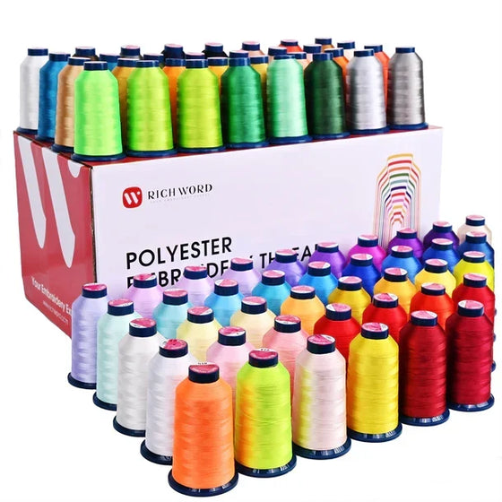 Coffret de 100 fils à broder polyester colorés pour broderie machine