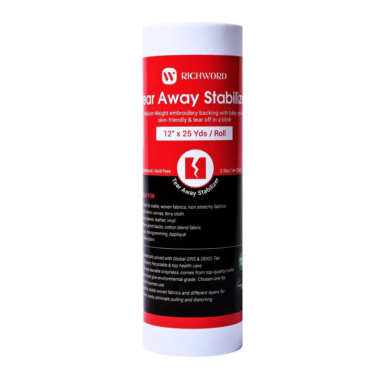 Rouleau de stabilisateur déchirable Consommables Broderie, 57g, 30,5cm x 22,8m pour broderie sur tissu.