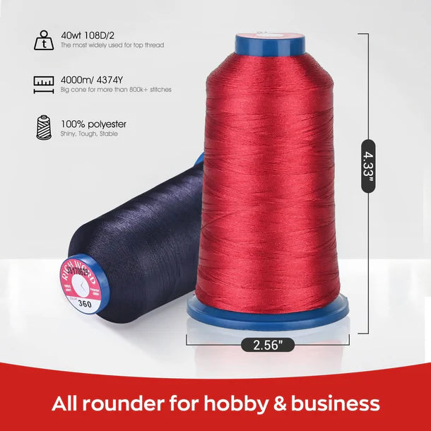 Bobine de fil à broder en polyester Consommables Broderie, 4000m, 100 couleurs pour couture et broderie.