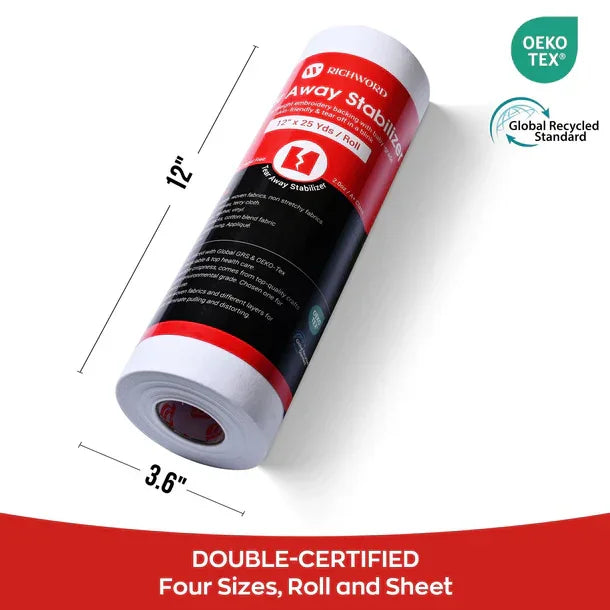 Rouleau de stabilisateur déchirable Consommables Broderie, 57g, 30,5 cm x 22,8 m, pour broderie sur tissus.