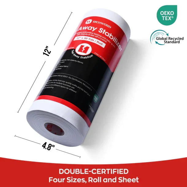 Rouleau de stabilisateur déchirable Consommables Broderie, 57g, 30,5 cm x 45,7 m, enroulé, pour broderie.