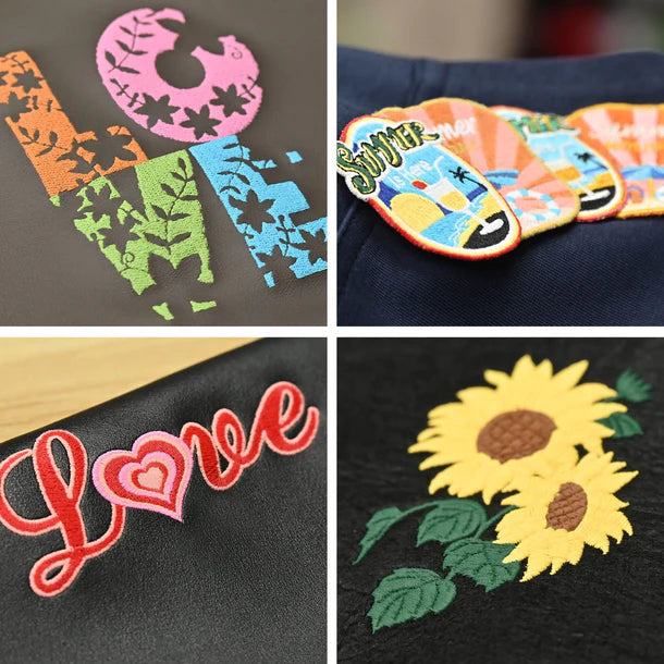 Fil à broder mat de 20 couleurs, 2500m, dans un coffret de la marque Consommables Broderie, présenté en bobines alignées.