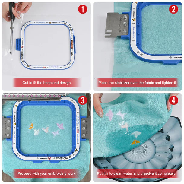 Rouleau de film hydrosoluble lavable de la marque Consommables Broderie, 30,5 cm x 22,8 m, épaisseur 35 µm pour broderie.